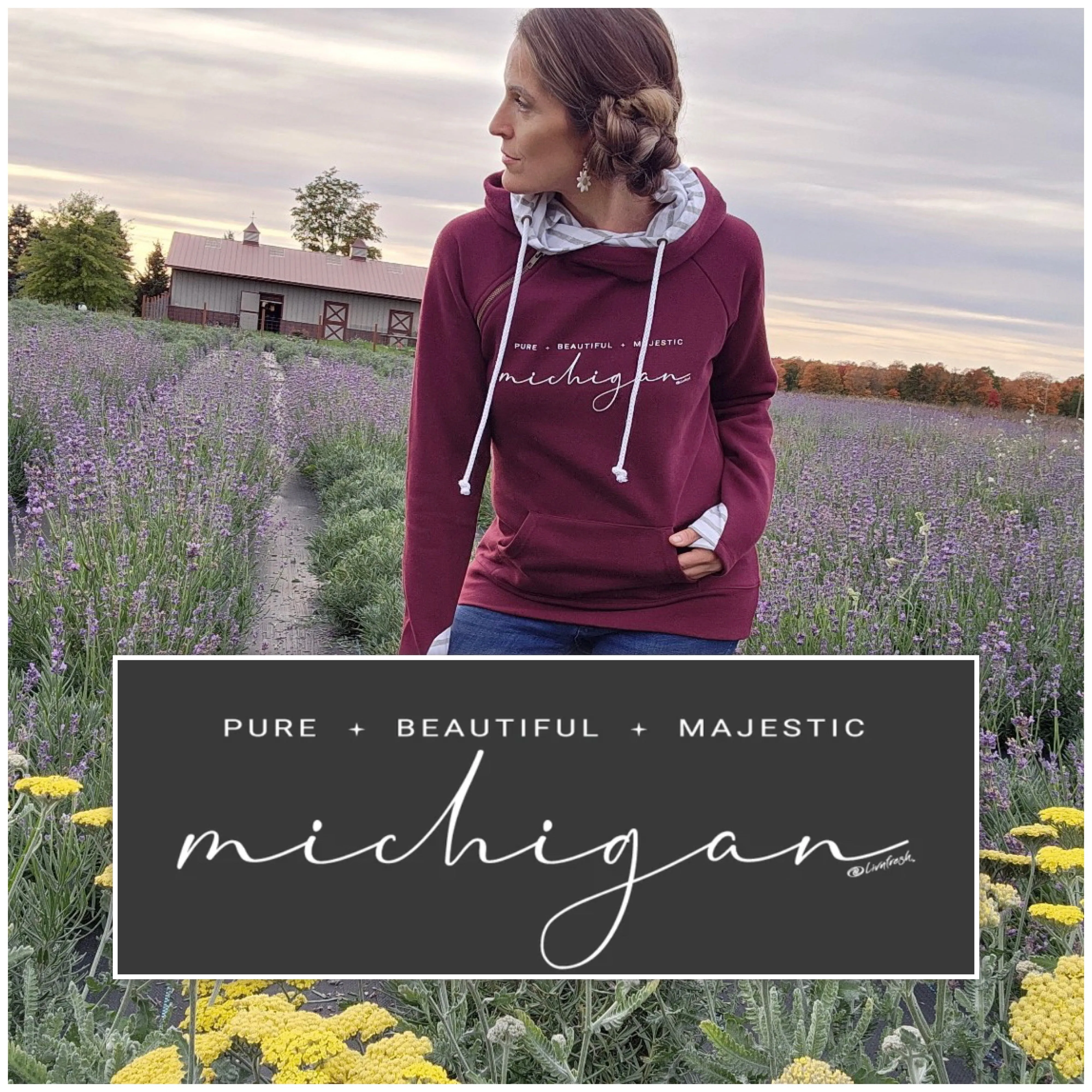 "Majestic" Women's Striped Double Hood Pullover