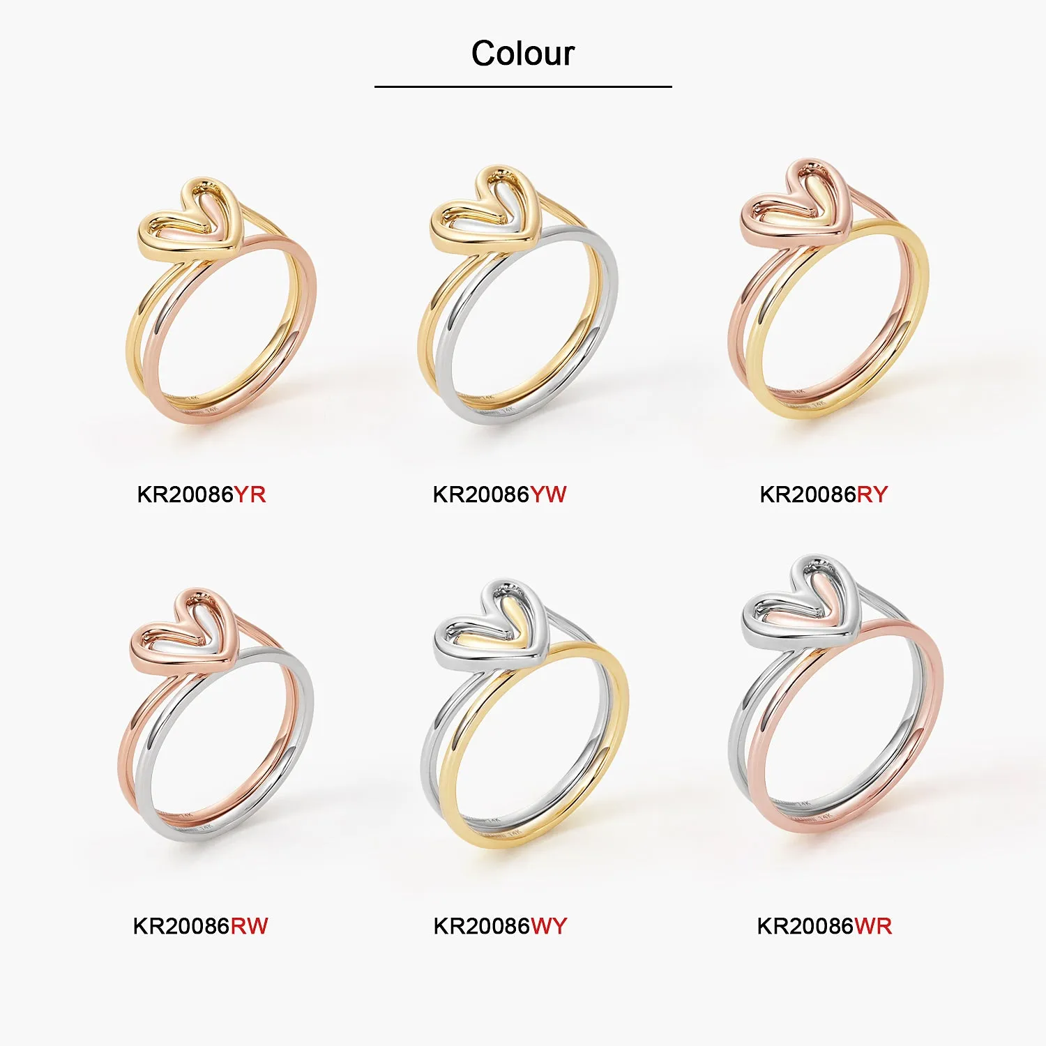 Rabbit Ears Love Double Ring Fashion Stacking Double Color Matching Models Self Love Layered Heart Ring