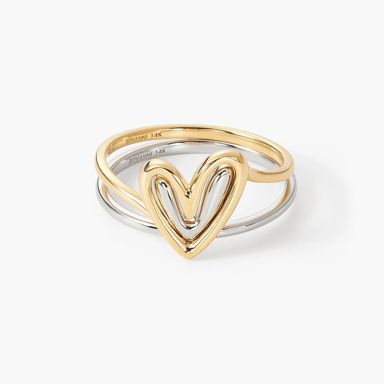 Rabbit Ears Love Double Ring Fashion Stacking Double Color Matching Models Self Love Layered Heart Ring