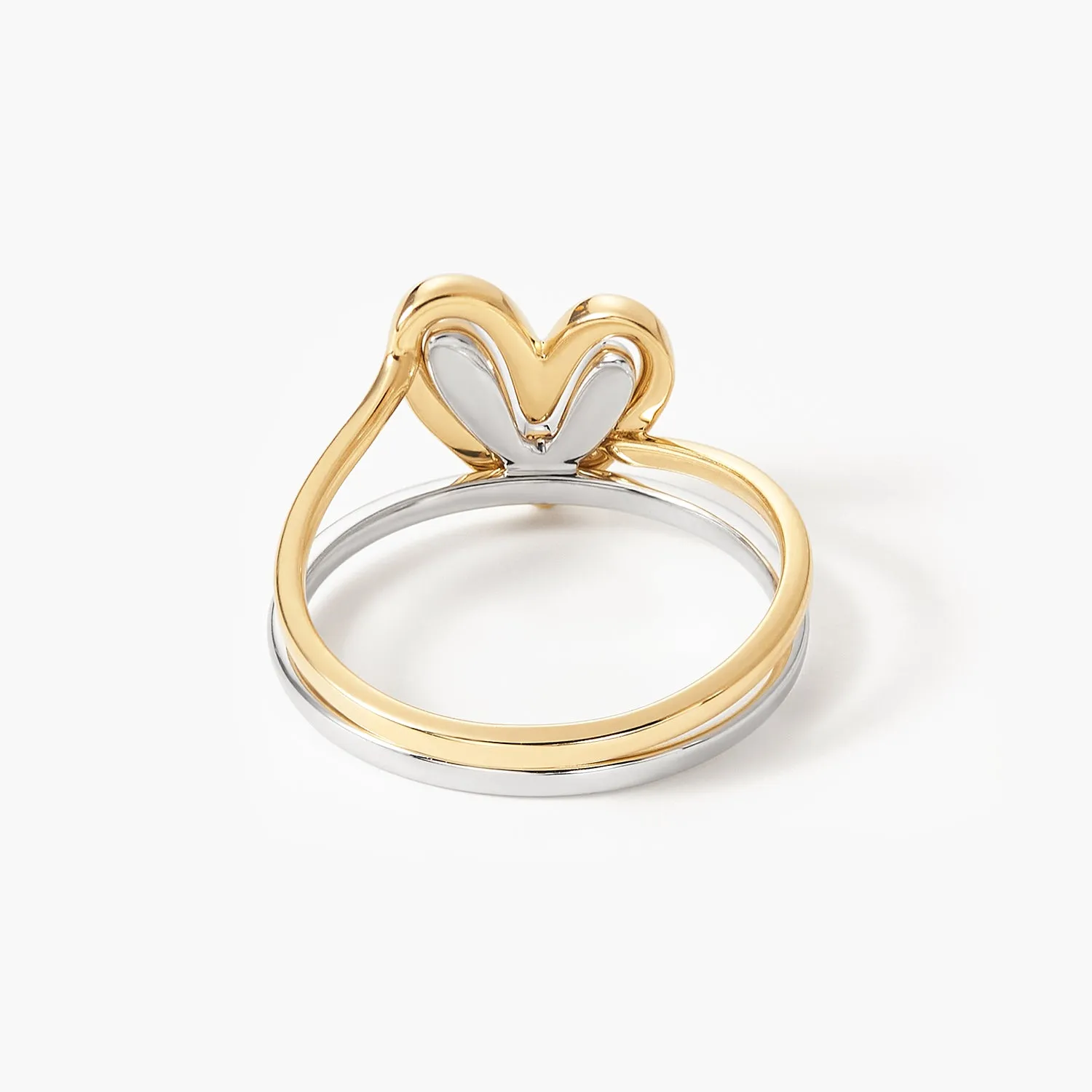 Rabbit Ears Love Double Ring Fashion Stacking Double Color Matching Models Self Love Layered Heart Ring