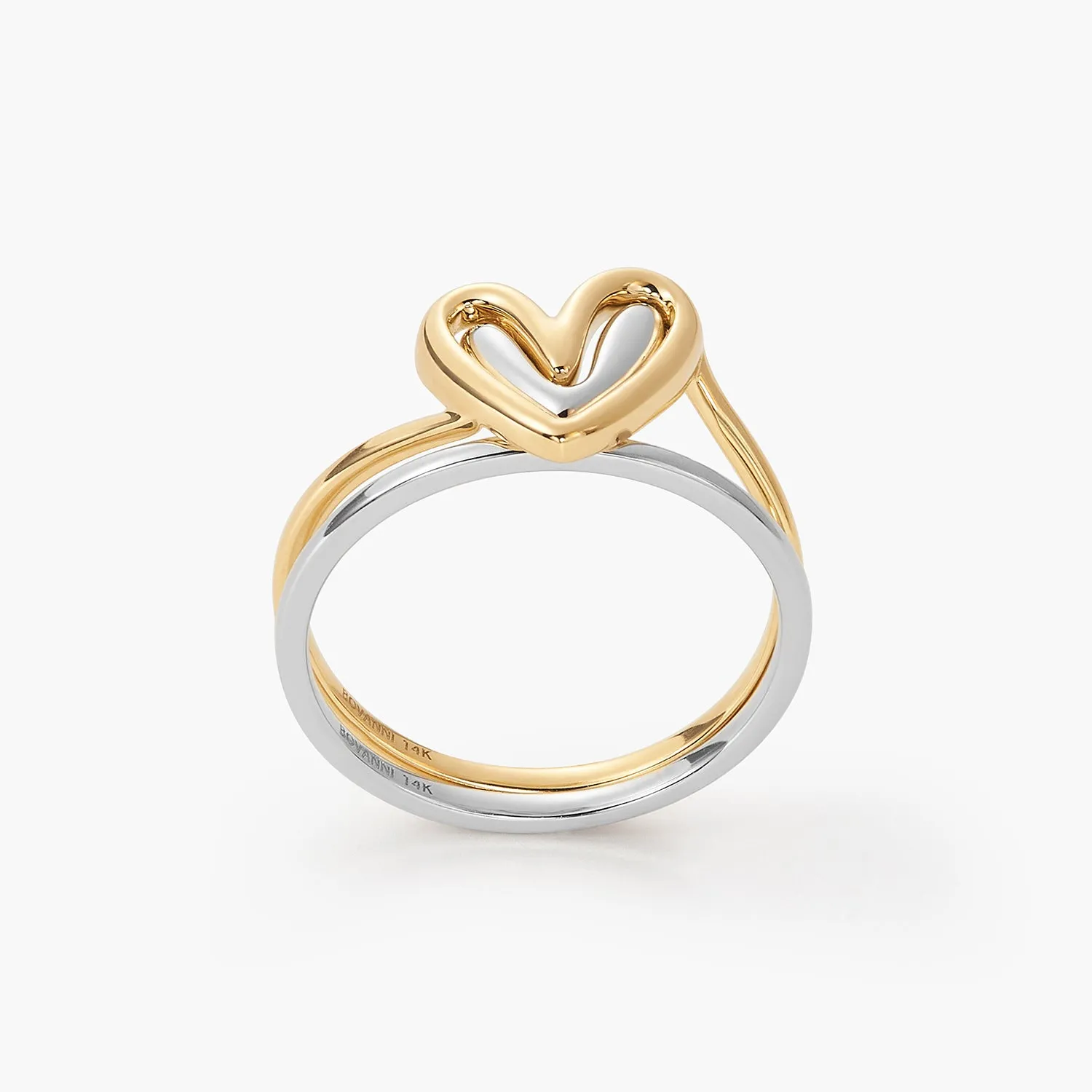 Rabbit Ears Love Double Ring Fashion Stacking Double Color Matching Models Self Love Layered Heart Ring