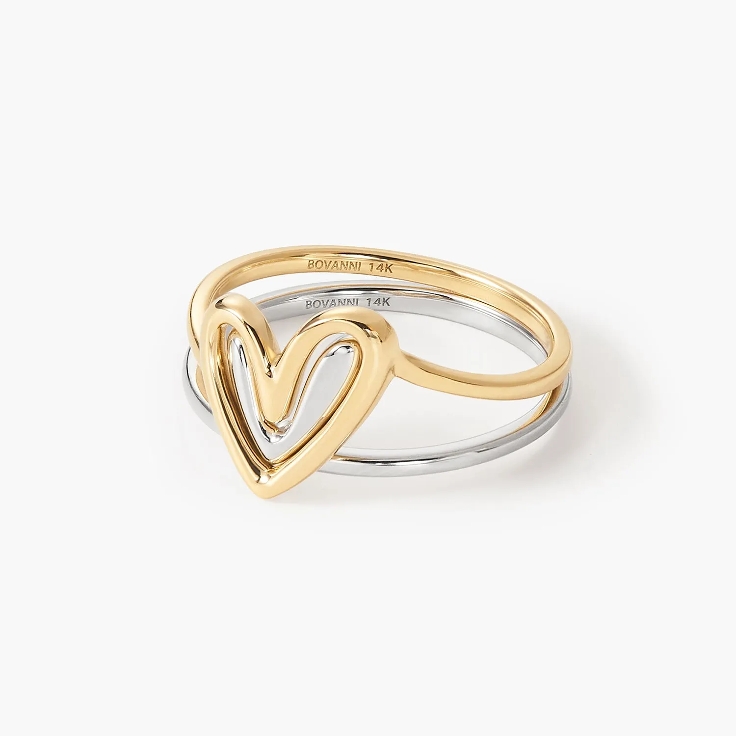 Rabbit Ears Love Double Ring Fashion Stacking Double Color Matching Models Self Love Layered Heart Ring