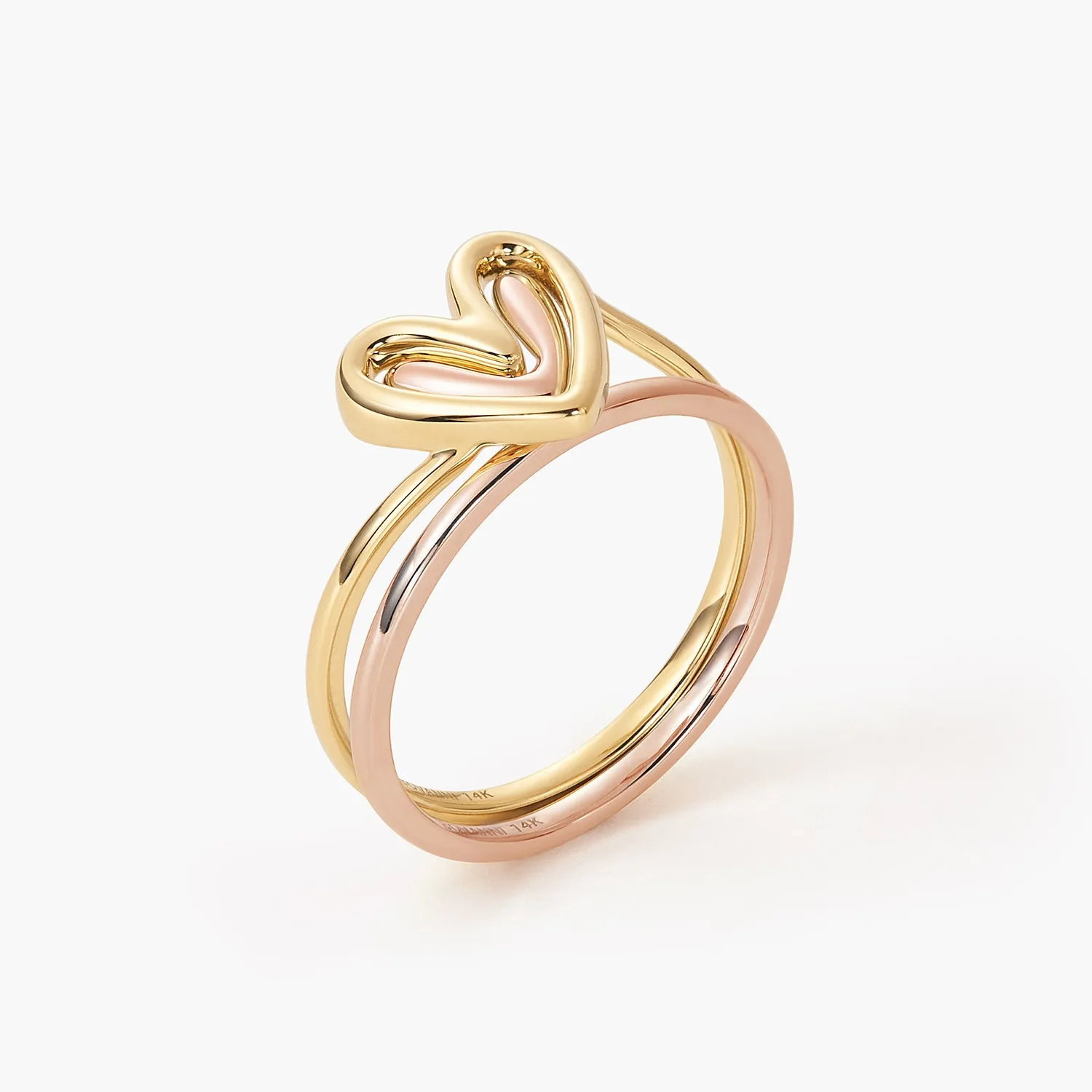 Rabbit Ears Love Double Ring Fashion Stacking Double Color Matching Models Self Love Layered Heart Ring