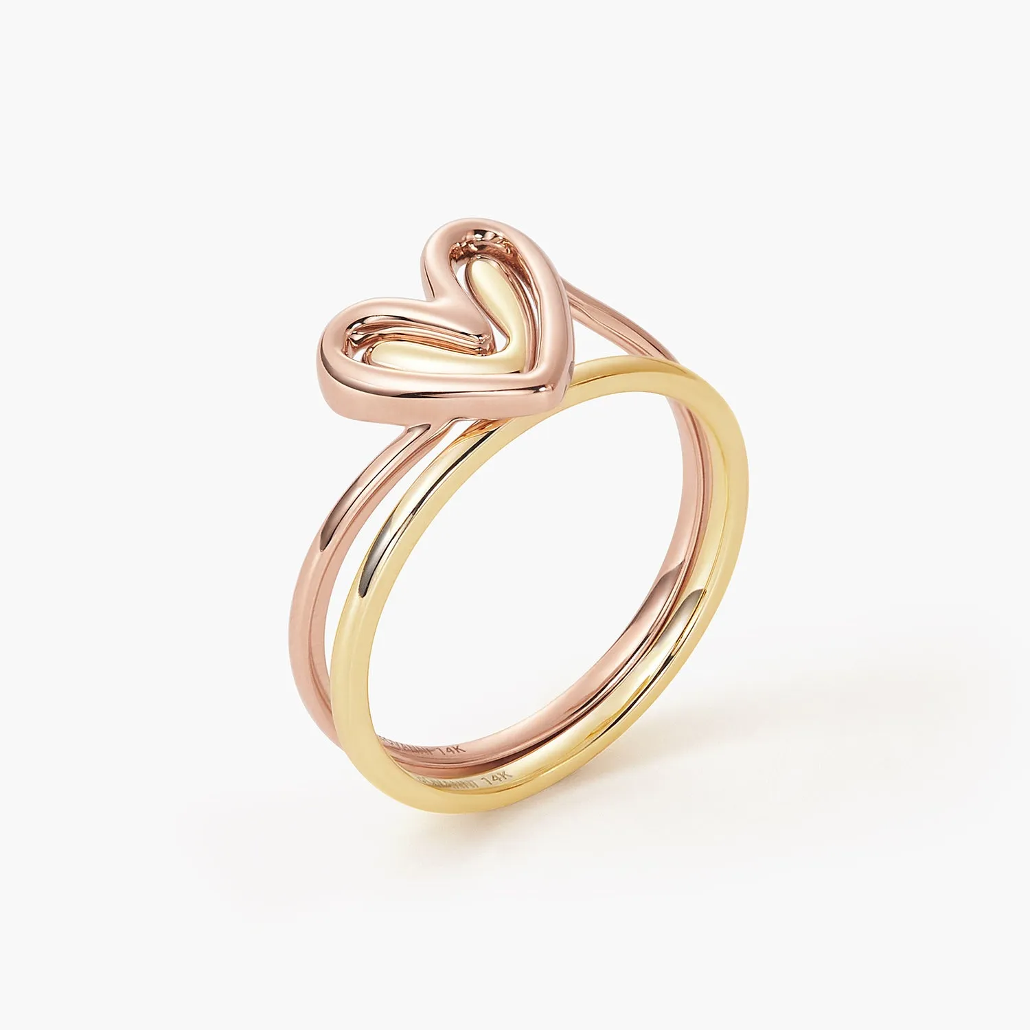 Rabbit Ears Love Double Ring Fashion Stacking Double Color Matching Models Self Love Layered Heart Ring