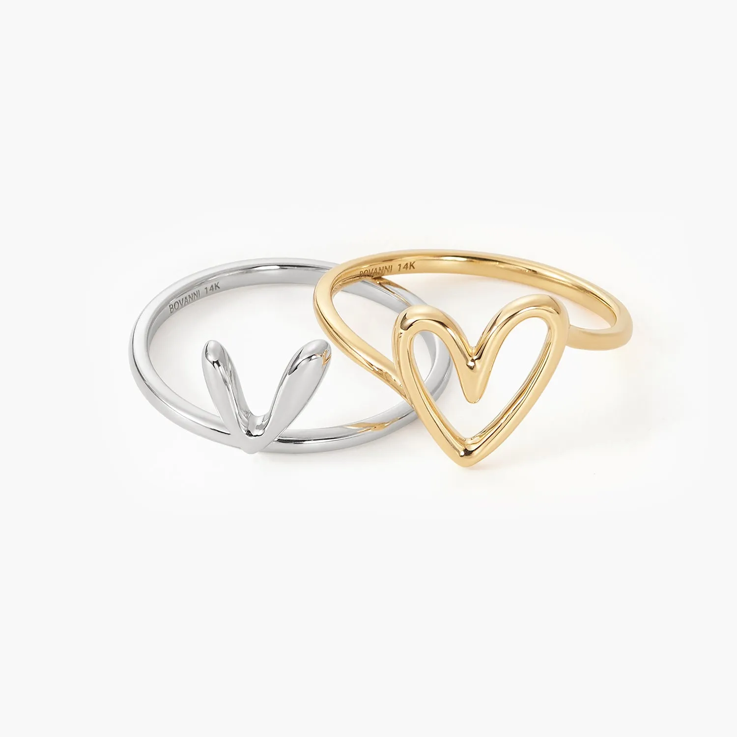 Rabbit Ears Love Double Ring Fashion Stacking Double Color Matching Models Self Love Layered Heart Ring