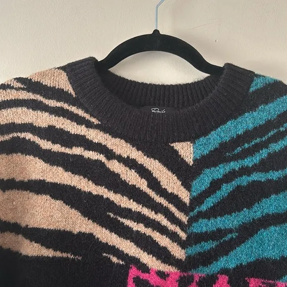 Rails Kylie Black Colorblock Animal Mixed Print Wool Mohair Blend Black Pink Sm