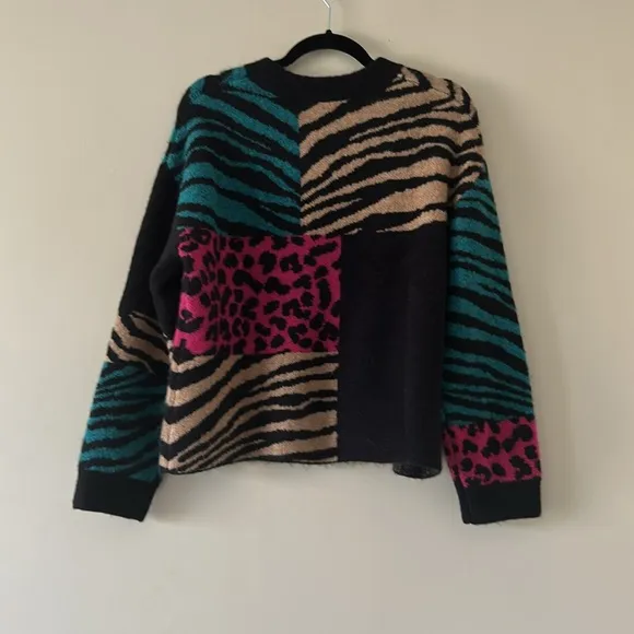Rails Kylie Black Colorblock Animal Mixed Print Wool Mohair Blend Black Pink Sm