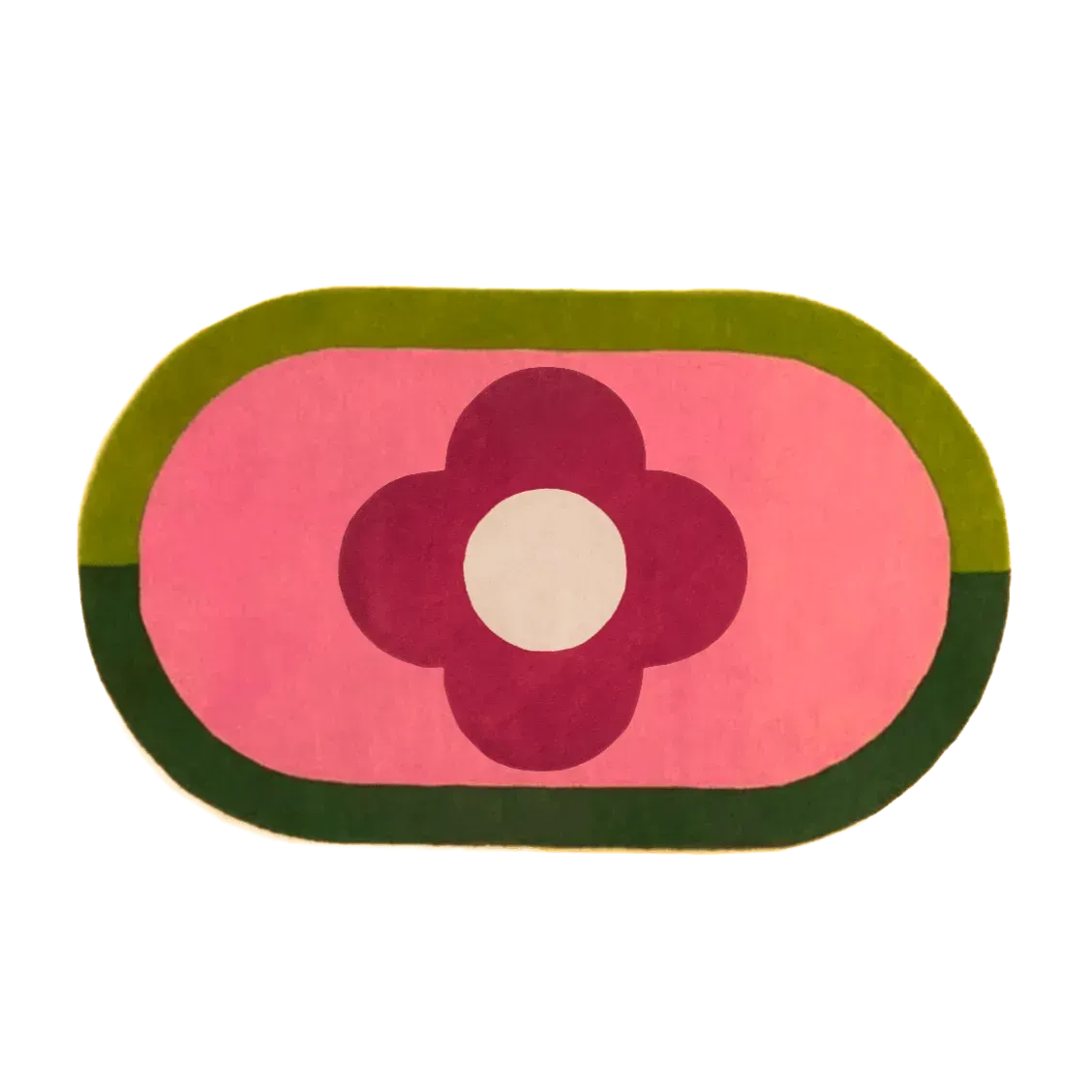 Red Flower Hand Tufted Wool Rug