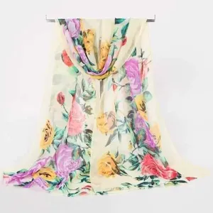 Retro Rose Blossom Pattern Lightsome Scarf - Limeade