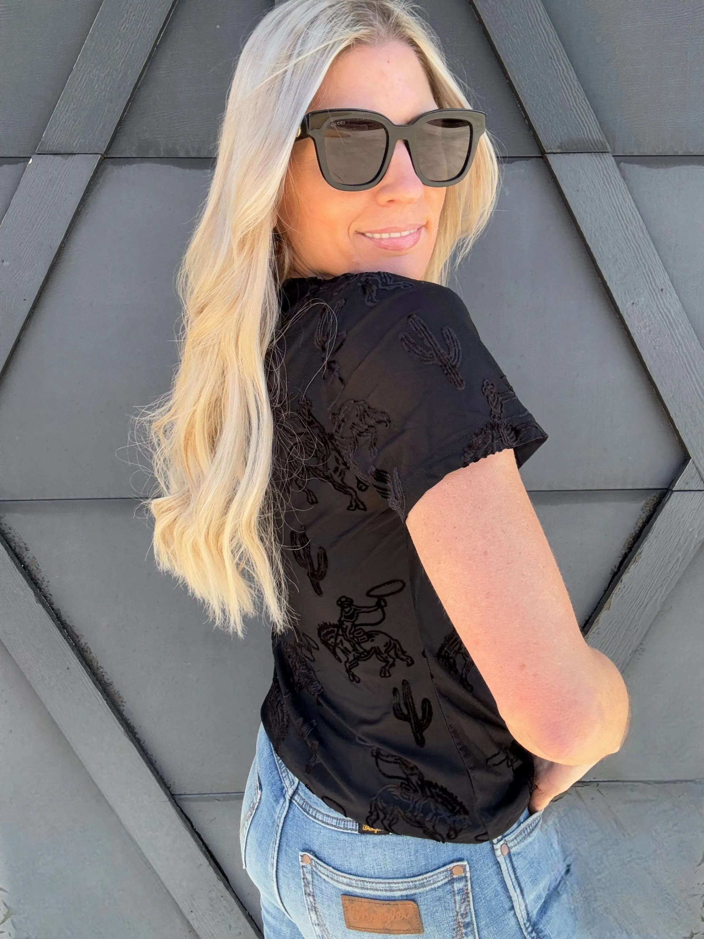 Rodeo Mesh Top In Black