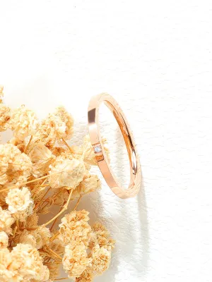 Rose Gold Single Diamond Titanium Steel Ladies Ring Simple Index Ring Accessories