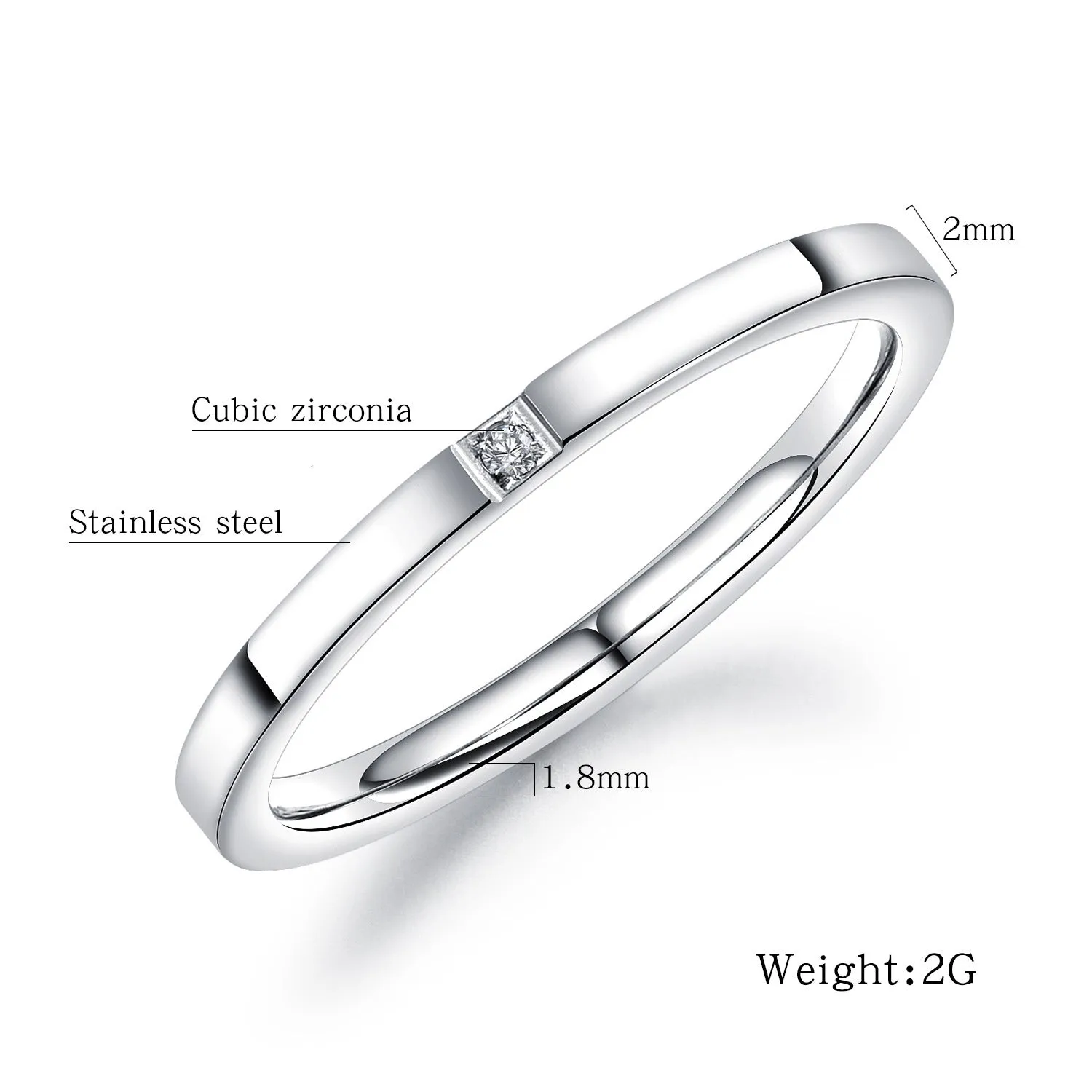 Rose Gold Single Diamond Titanium Steel Ladies Ring Simple Index Ring Accessories