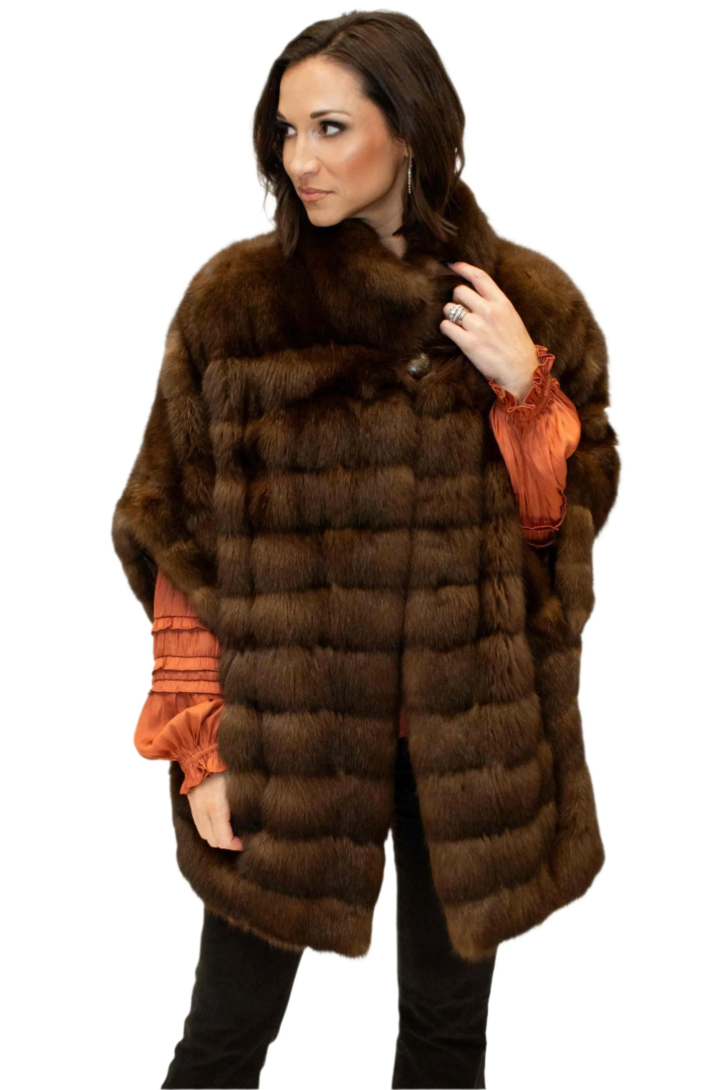 Sable Fur Cape with Horizontal Pattern
