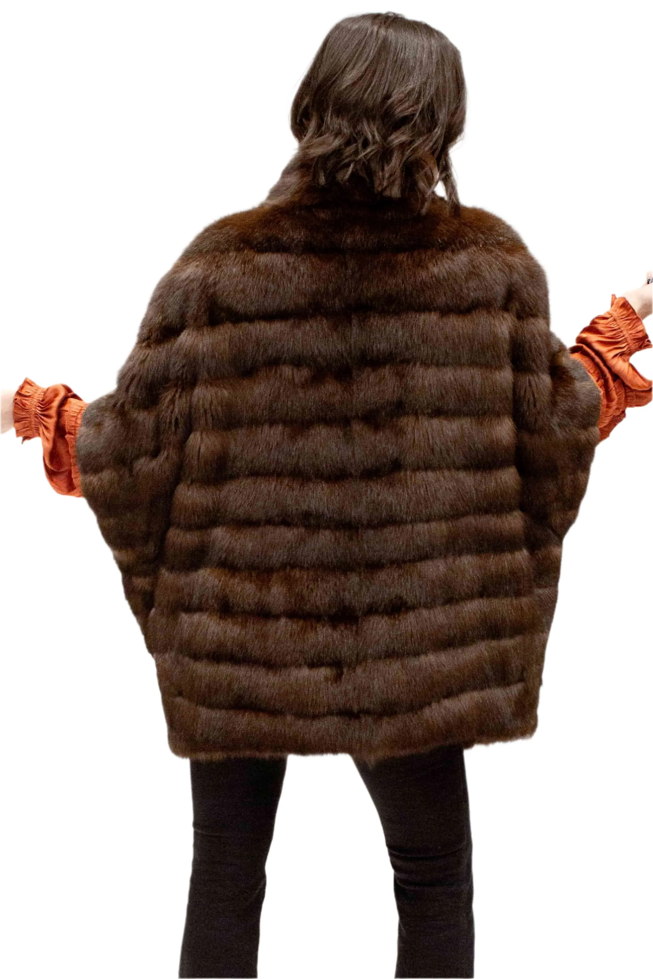 Sable Fur Cape with Horizontal Pattern