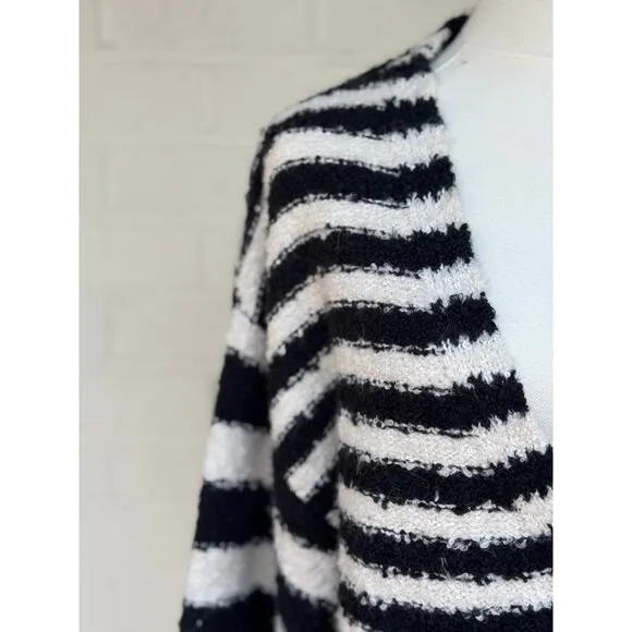 SALTWATER LUXE BRETON SCOUT BUTTON FRONT CARDIGAN SWEATER M BRITON STRIPE