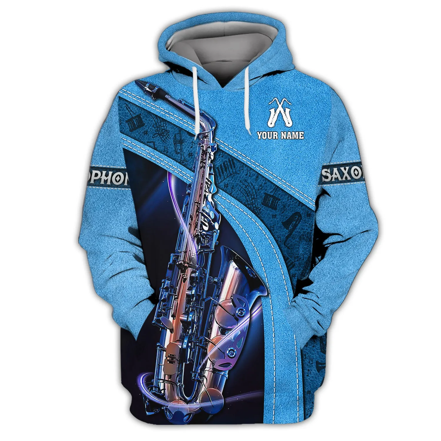 Saxophone Jazz Personalized Name 3D Zipper Hoodie, Saxophone 3D Hoodie Tshirt
