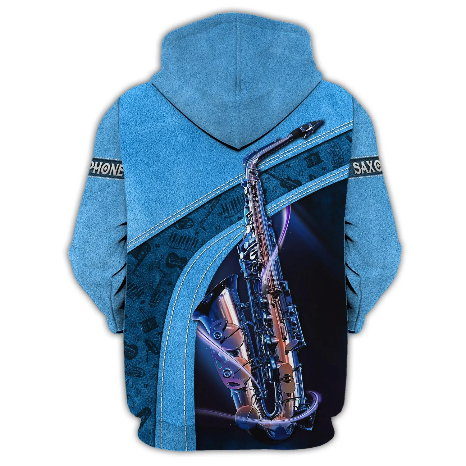 Saxophone Jazz Personalized Name 3D Zipper Hoodie, Saxophone 3D Hoodie Tshirt