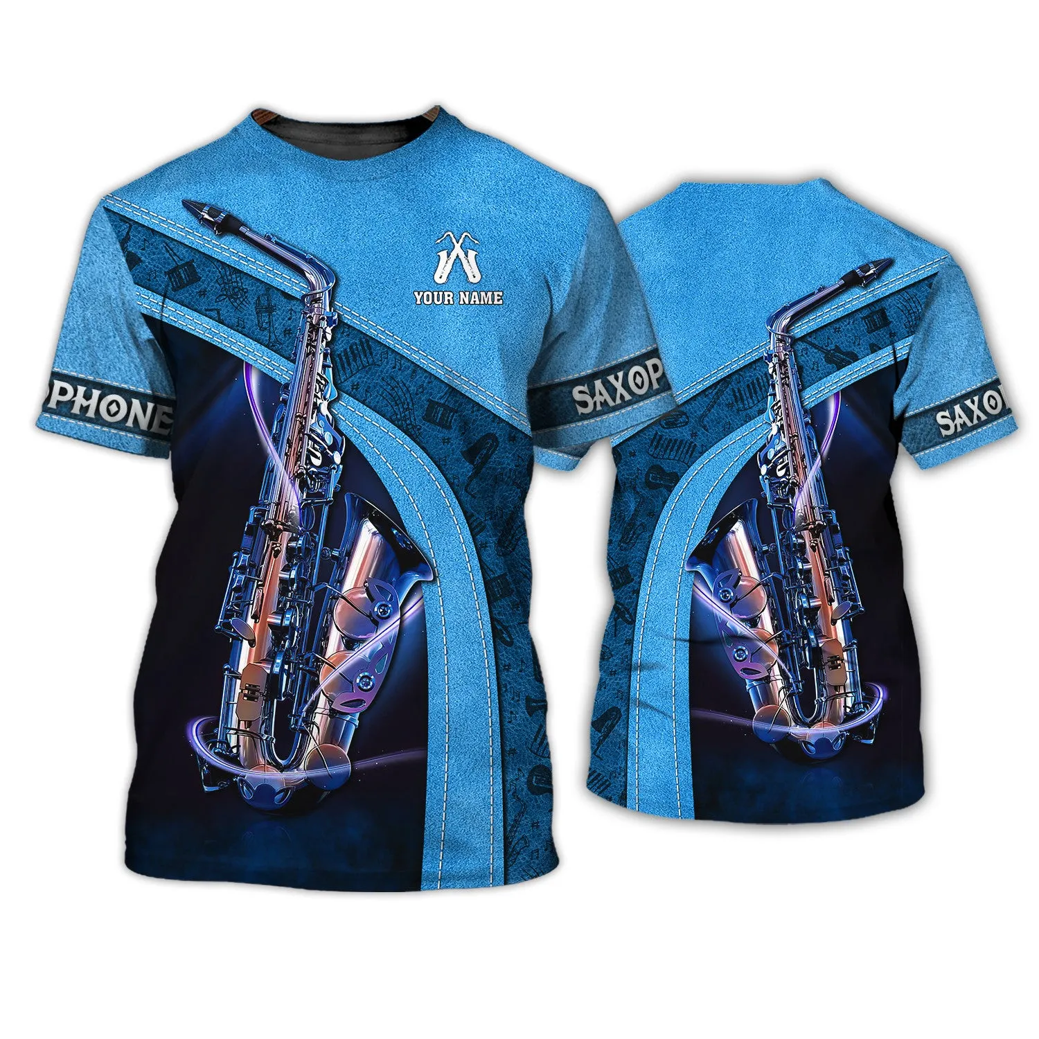 Saxophone Jazz Personalized Name 3D Zipper Hoodie, Saxophone 3D Hoodie Tshirt