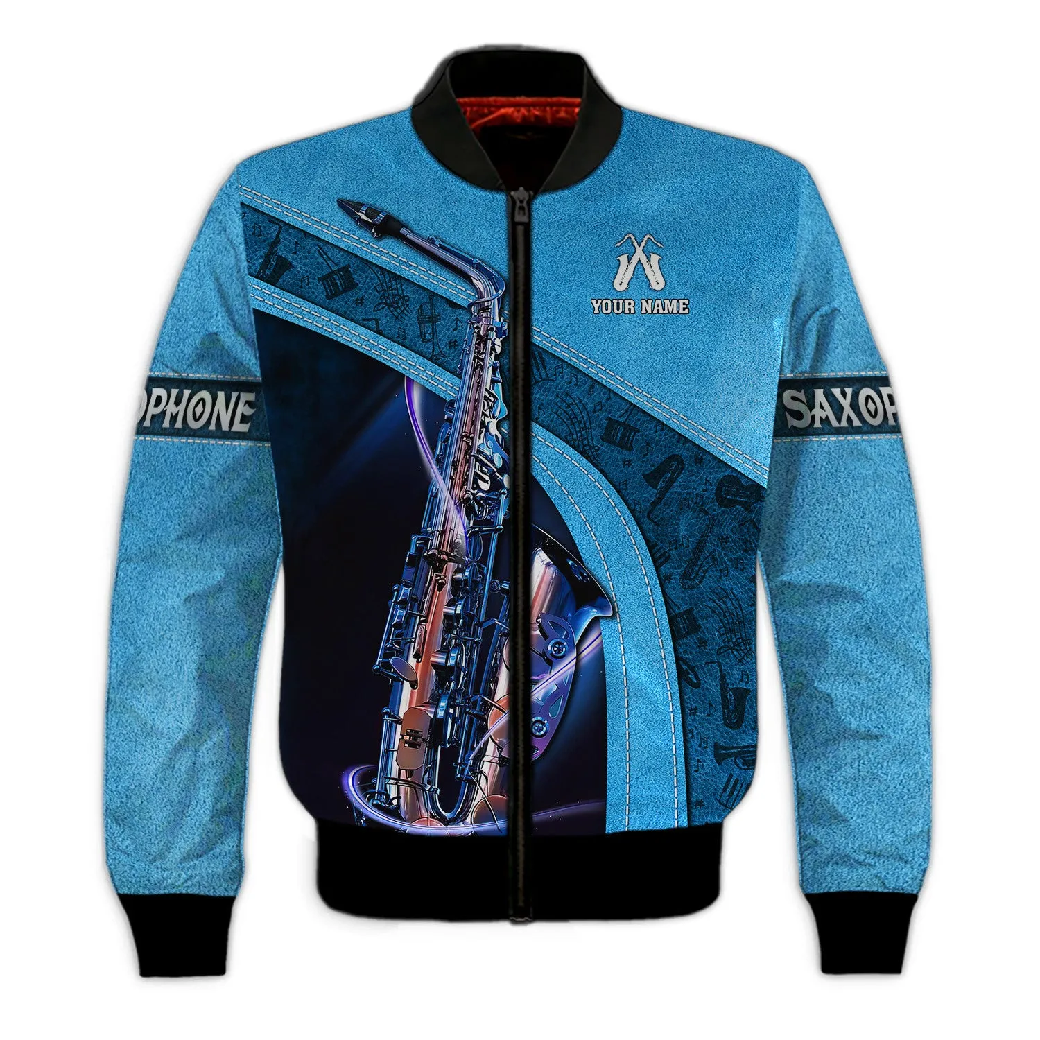 Saxophone Jazz Personalized Name 3D Zipper Hoodie, Saxophone 3D Hoodie Tshirt