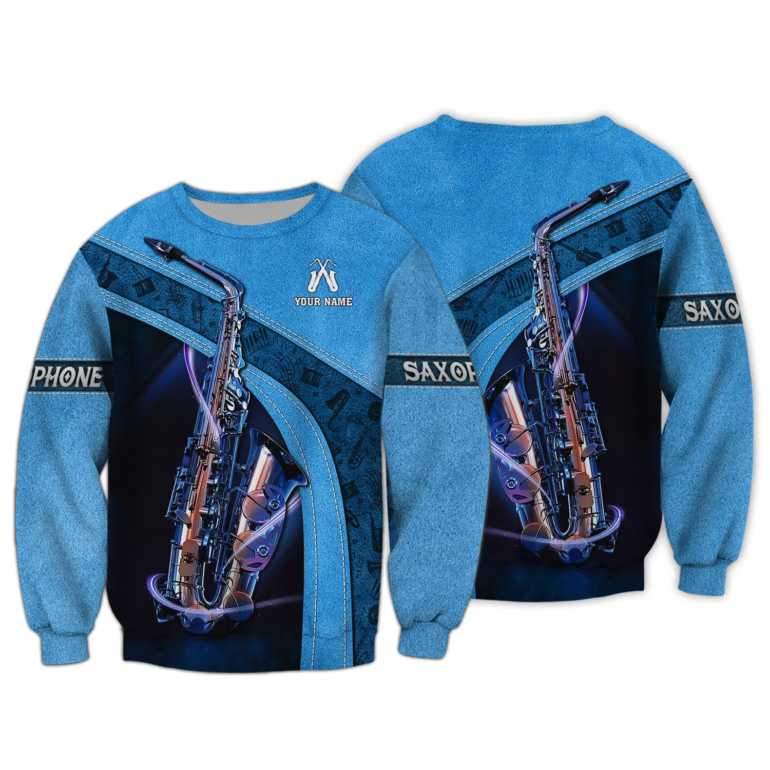 Saxophone Jazz Personalized Name 3D Zipper Hoodie, Saxophone 3D Hoodie Tshirt