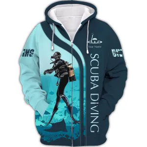 Scuba Diving Shirts Custom Scuba Diver Zipper Hoodie, Bomber, Sweater, Polo, Hawaiian,.. Diving 3D Shirts