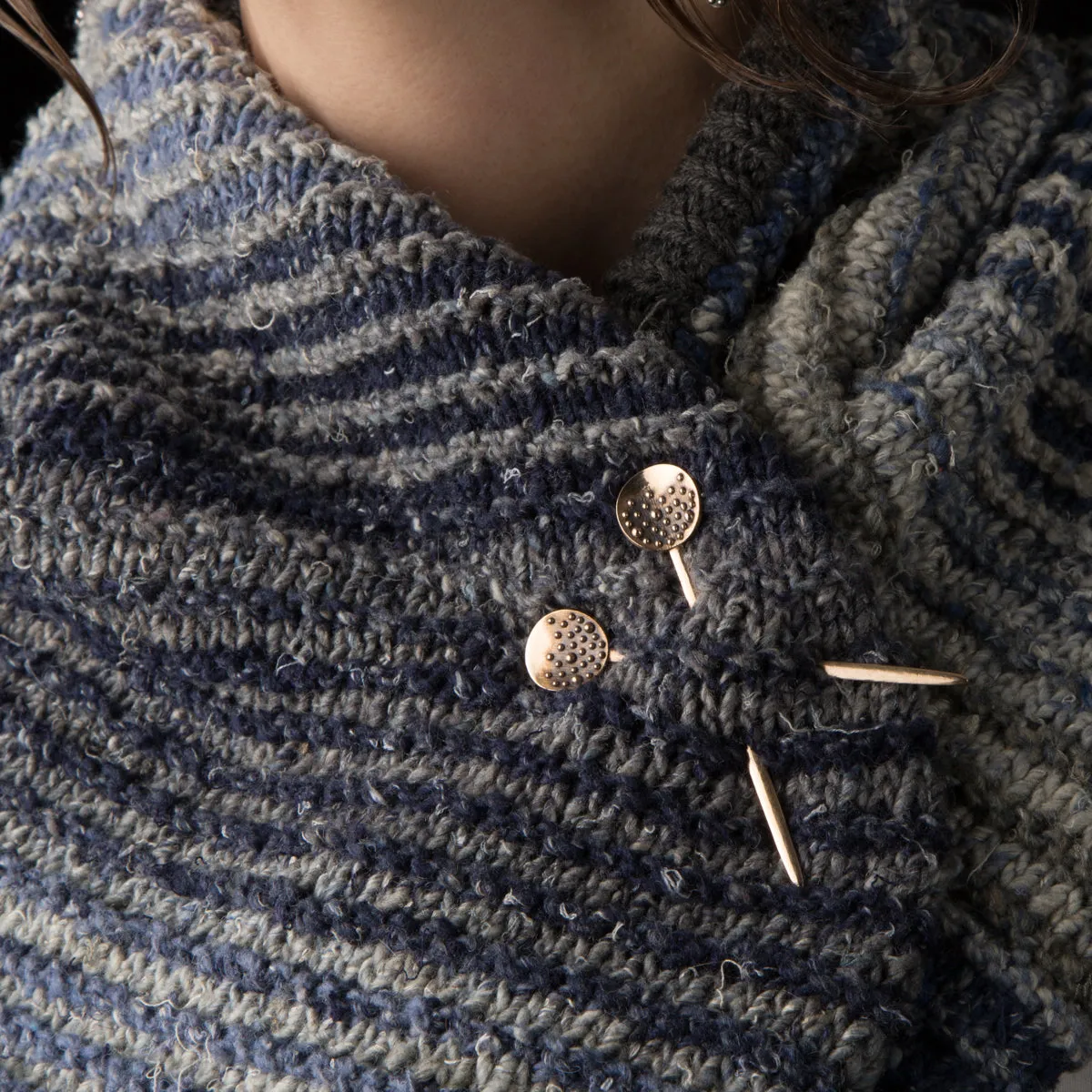 Set of Two Bronze Lolly Shawl Pins