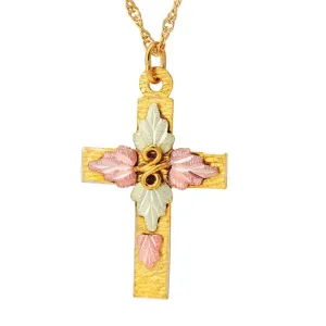 Simple Cross III - Black Hills Gold Pendant
