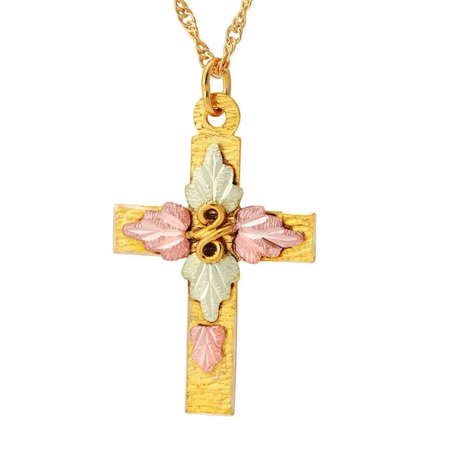 Simple Cross III - Black Hills Gold Pendant