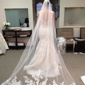Simple Delicate Tulle Long Wedding Veils For Wedding Party , WV0110