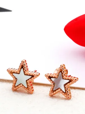 Simple Earrings Jewelry Temperament Five-pointed Star Earrings Colored Gold Earrings