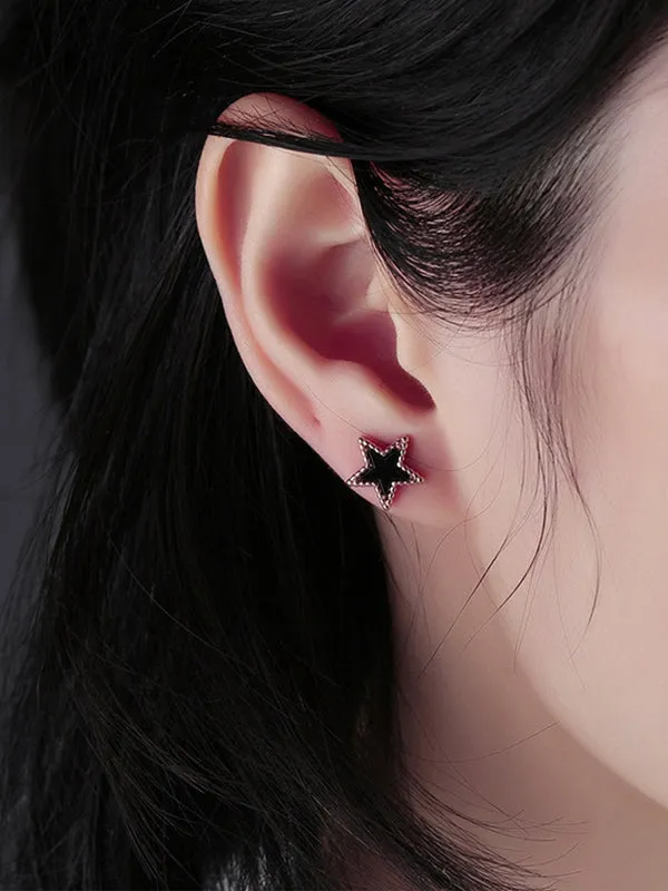 Simple Earrings Jewelry Temperament Five-pointed Star Earrings Colored Gold Earrings