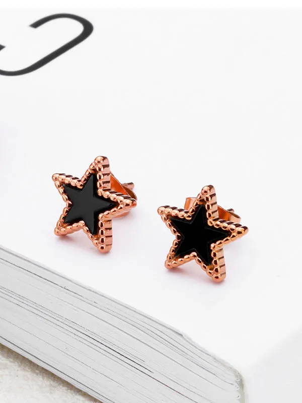 Simple Earrings Jewelry Temperament Five-pointed Star Earrings Colored Gold Earrings