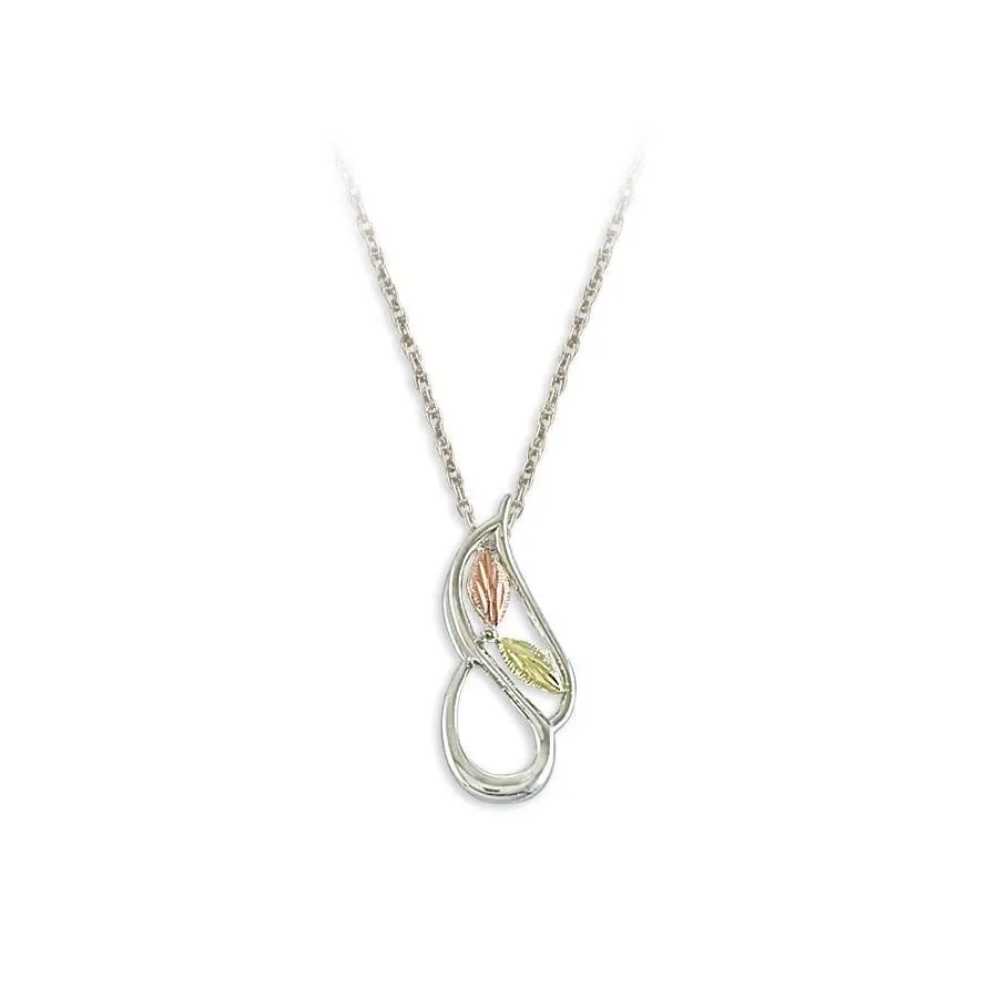 Simple Foliage II - Sterling Silver Black Hills Gold Pendant