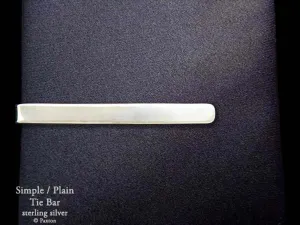 Simple Plain Tie Bar / Tie Clip in Sterling Silver