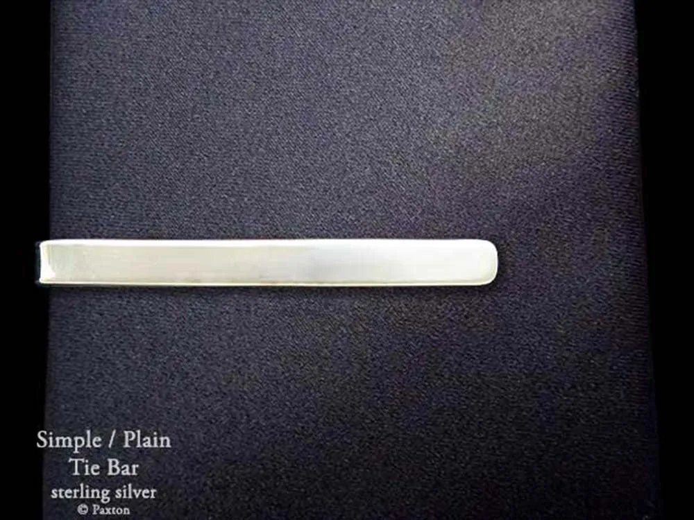 Simple Plain Tie Bar / Tie Clip in Sterling Silver
