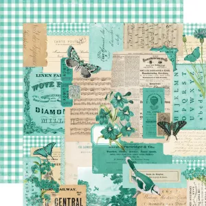 Simple Stories - Simple Vintage Essentials Color Palette - 12x12 Single Sheet - Teal Collage