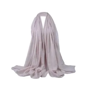 Simple Stripe Pattern Embellished Long Sheer Scarf - Beige