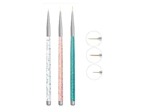 Sinen 3pcs Nail Art Liner Brushes UV Gel Painting Acrylic Nail Design Nylon Brush, Nail Dotting Drawing Pen Size (5/8/11mm)