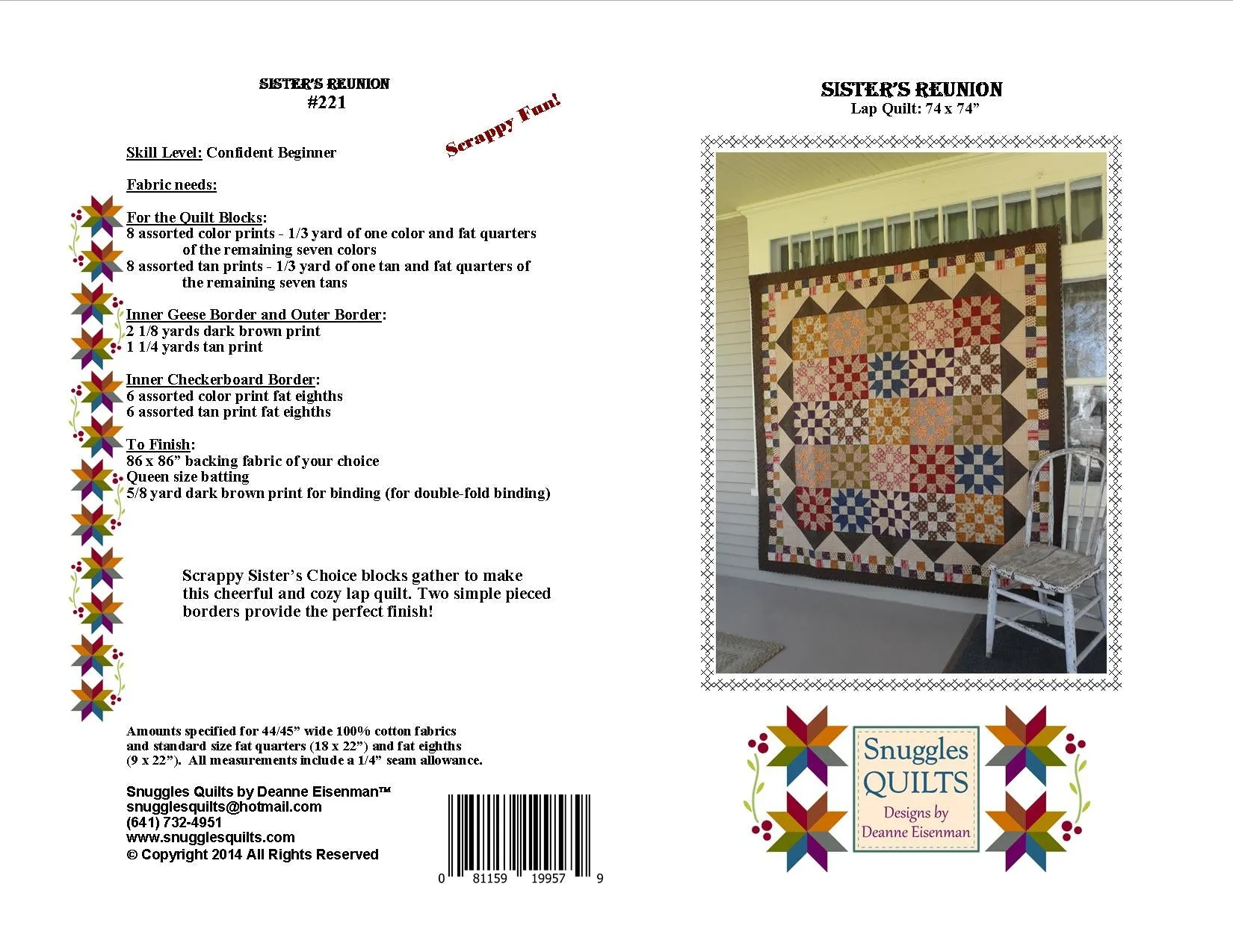 Sister's Reunion Lap Quilt Pattern - PDF