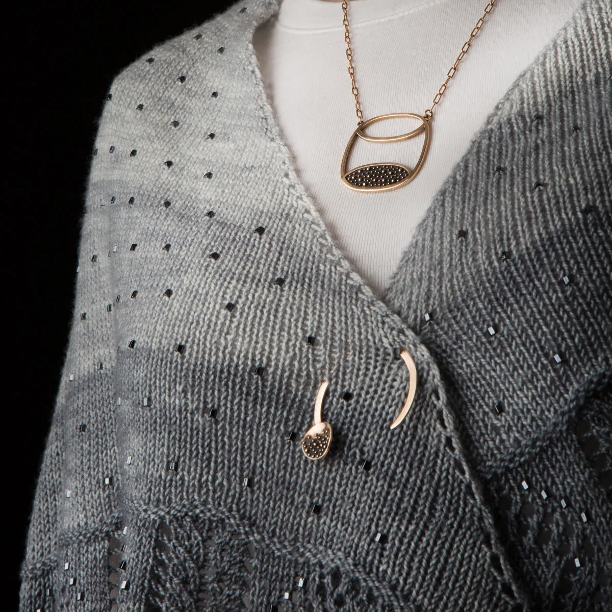 Small Sterling Round Demi-Sec Shawl Pin
