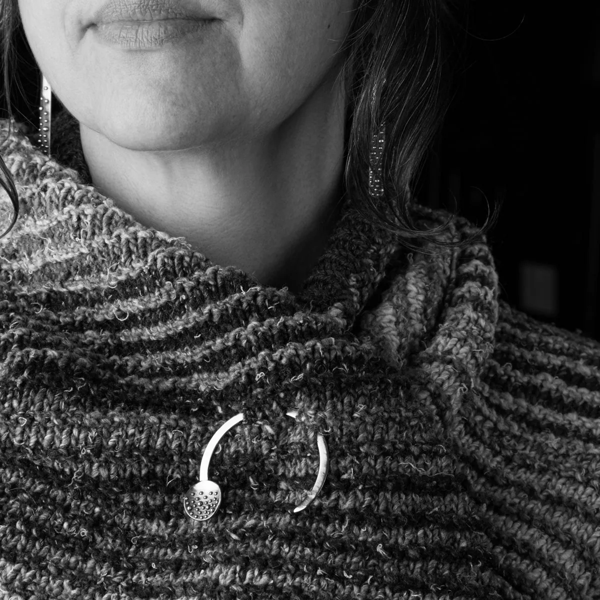 Small Sterling Round Demi-Sec Shawl Pin