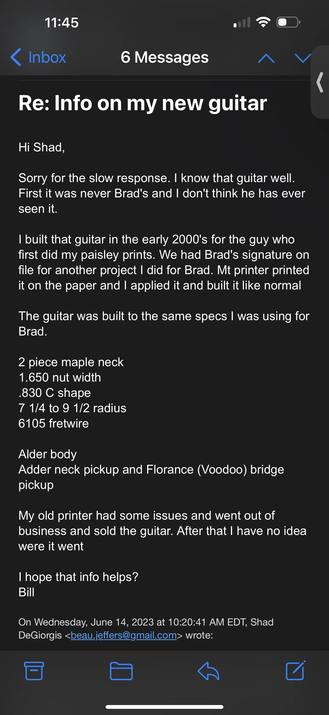 SOLD - Crook Custom Guitars Paisley Tele 2000s One Off Custom Telecaster