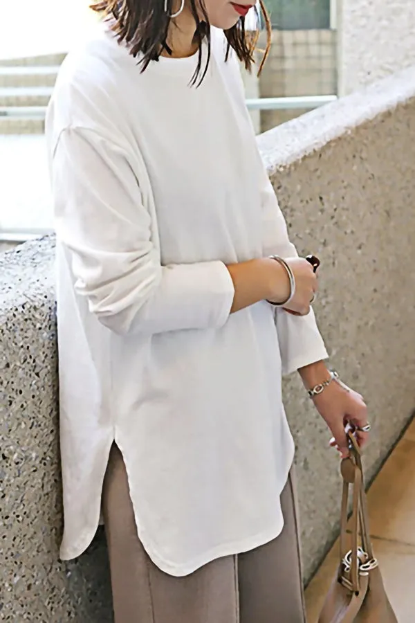 Solid Color Long Sleeved Bottoming Shirt