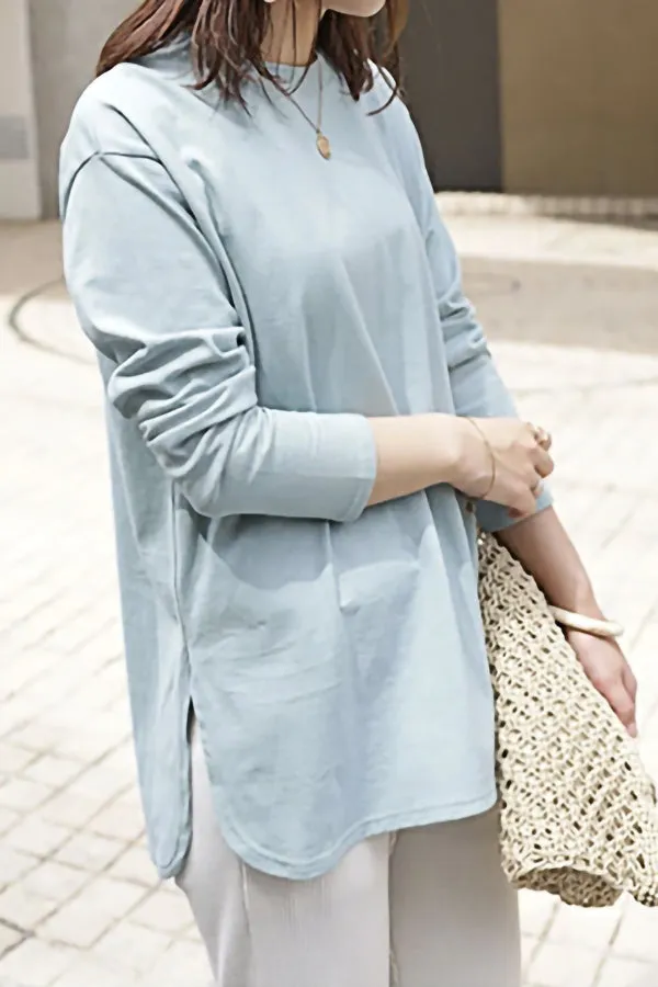Solid Color Long Sleeved Bottoming Shirt