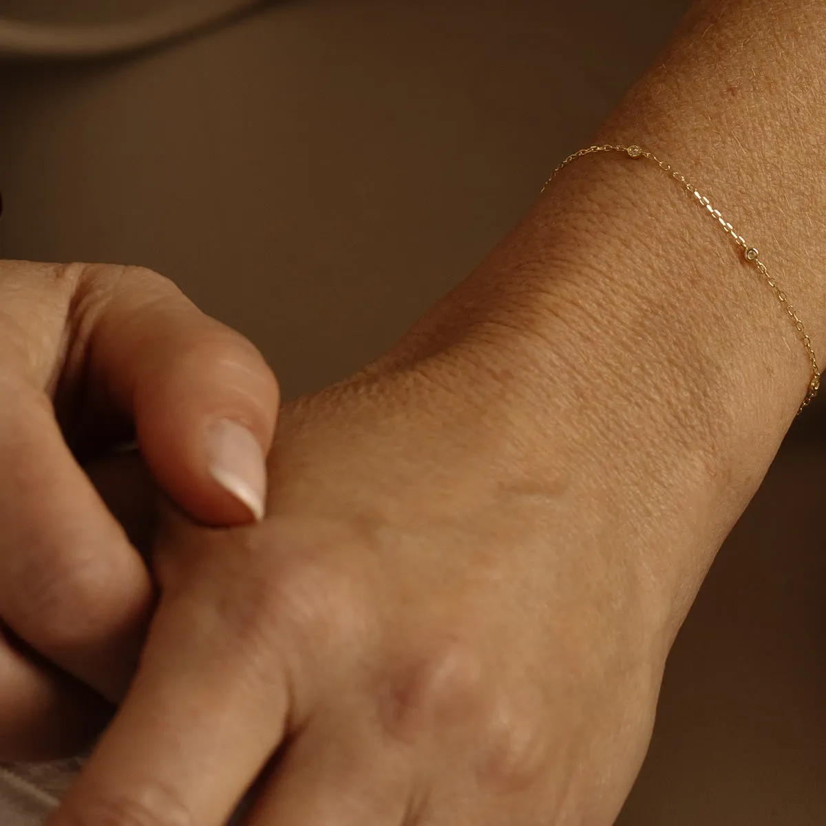 Solid Gold Simple Diamond Chain Bracelet