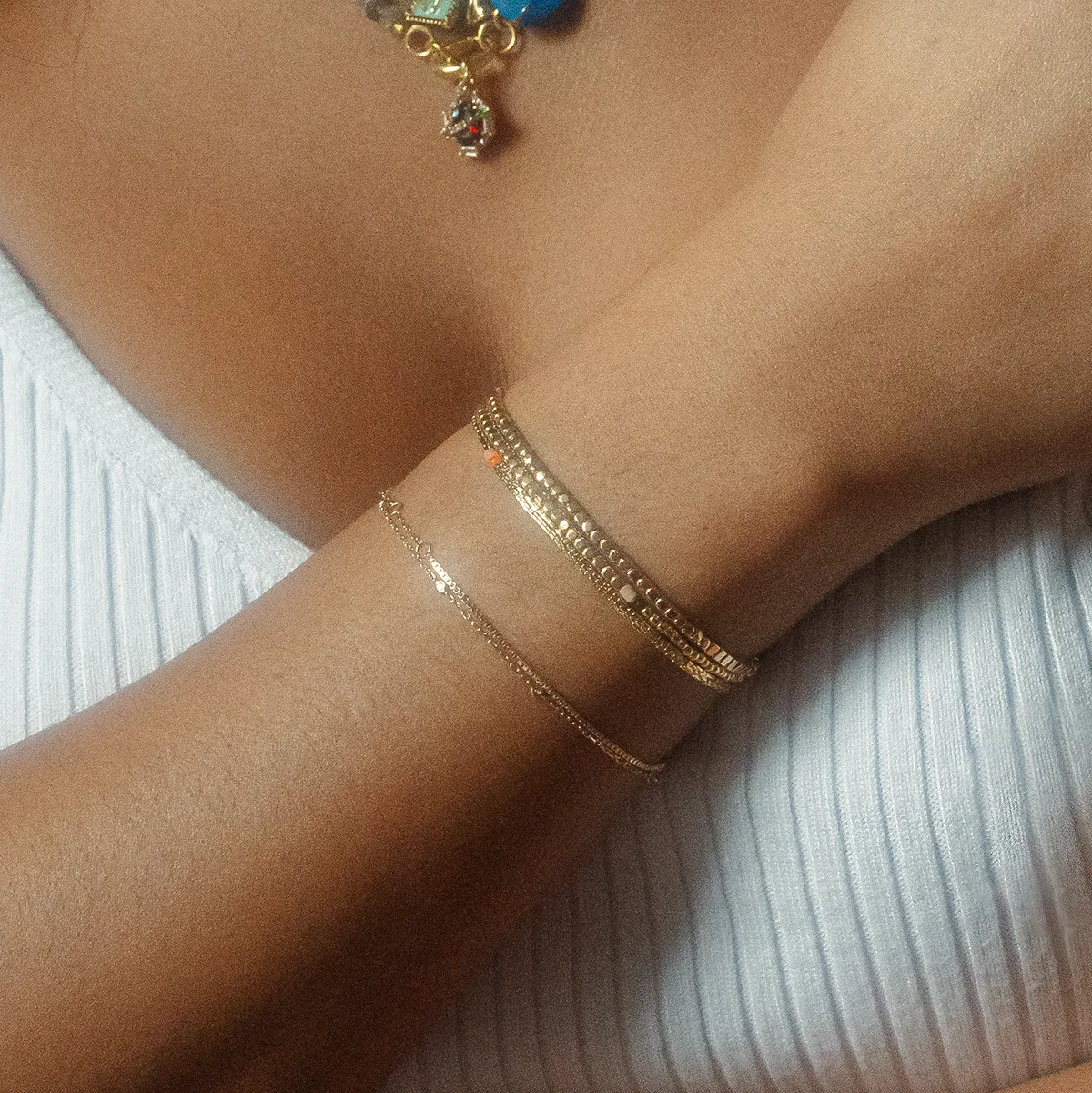 Solid Gold Simple Diamond Chain Bracelet