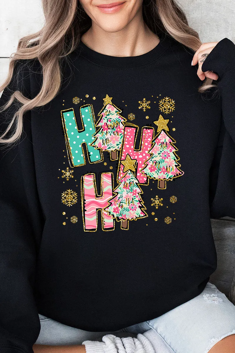 Sparkle Ho Ho Ho Preppy Blossom Unisex NuBlend Crew Sweatshirt