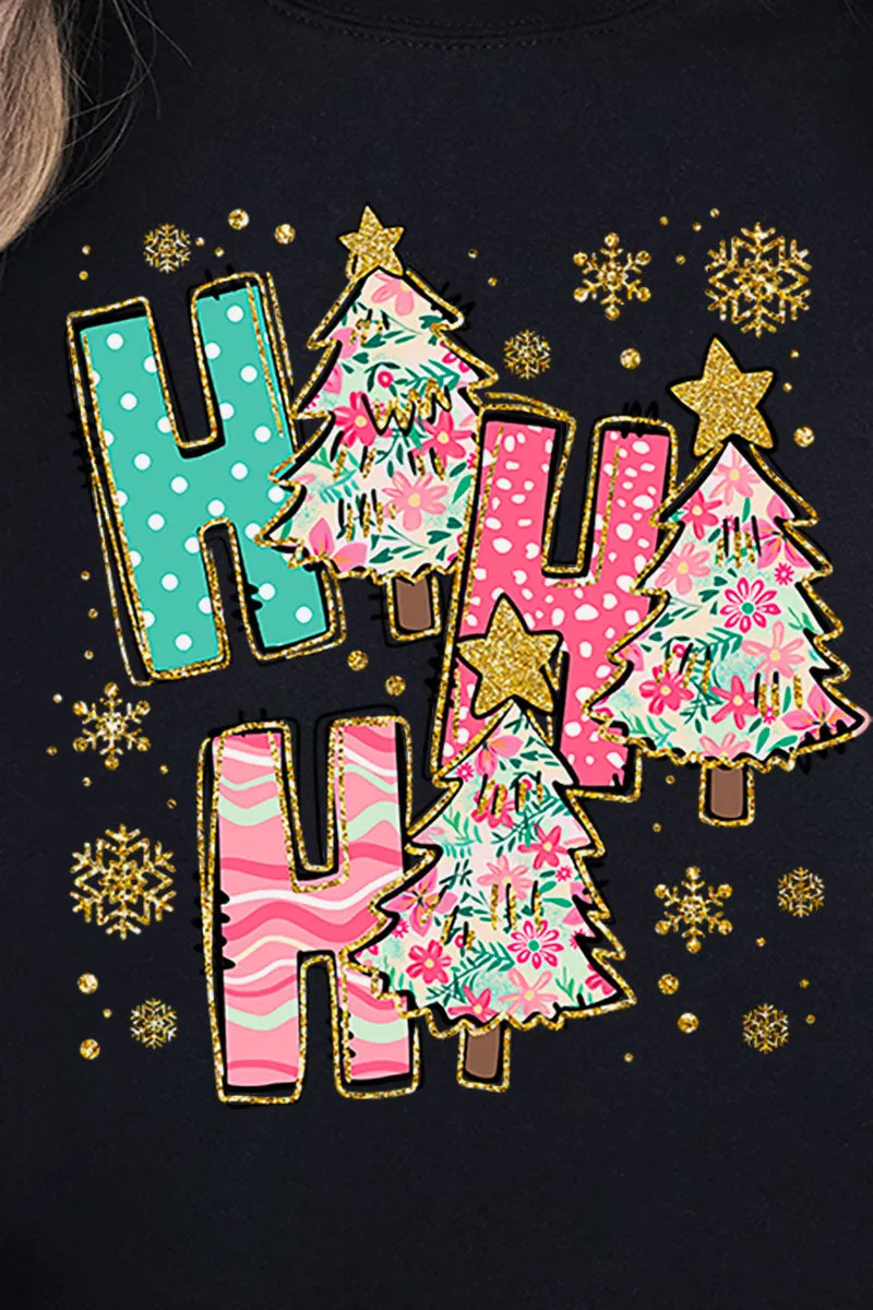 Sparkle Ho Ho Ho Preppy Blossom Unisex NuBlend Crew Sweatshirt
