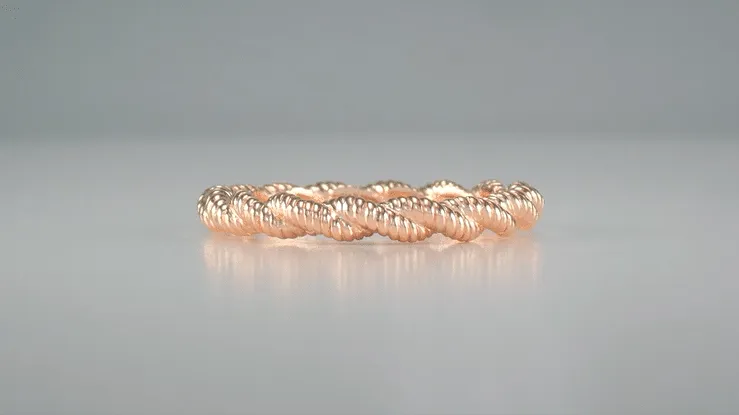 Stackable Love Twist Cable Wedding Band in Rose Gold - 10K or 14K