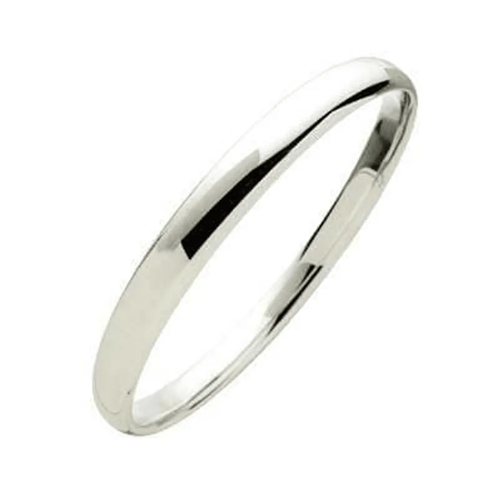 Sterling Silver 7mm x 60mm Solid Half Round Bangle
